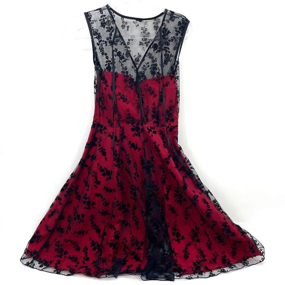 Voodoo Vixen Dresses & Skirts - VOODOO VIXEN Better Bella Red Lace Fit Flare Dress Size S Rose Lined Cocktail